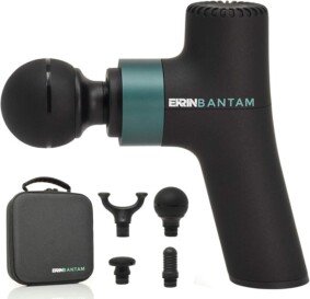 Ekrin Athletics Bantam Mini Massage Gun - Compact Deep Tissue Muscle Massager with Adjustable Speeds & 4 Attachments - Long Battery Life, Lightweight, Travel Friendly.