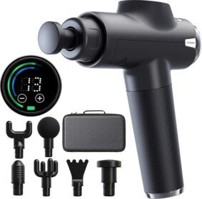 Fusion Black Pro Deep Tissue Massage Gun for Athletes - Percussion Massager for Pain Relief, Muscle Therapy and Relaxation.