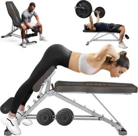 KUYOU Weight Bench, 2 in 1 Workout Bench Roman Chair