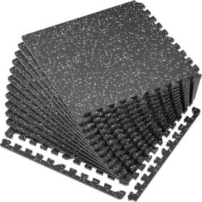 SUPERJARE 0.56'' Thick 12 Pcs 48 Sq Ft Rubber Top Exercise Equipment Mats