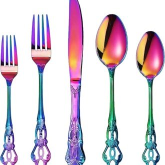 Gorgeous Retro Royal Rainbow Stainless Steel 20 Pieces Flatware Set